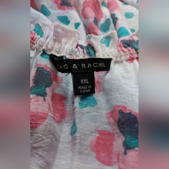 Zac & Rachel Sheer Floral Short Flutter Sleeves Size 2L Office Flowy Boho Pretty - Picture 5 of 10